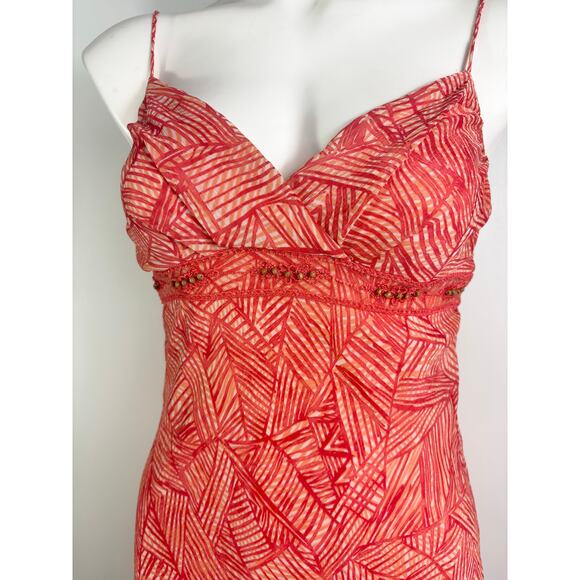 Speechless y2k Babydoll Fairy Dress Size 5 Geometric Coral Bead Lace Asymmetric - Picture 4 of 14